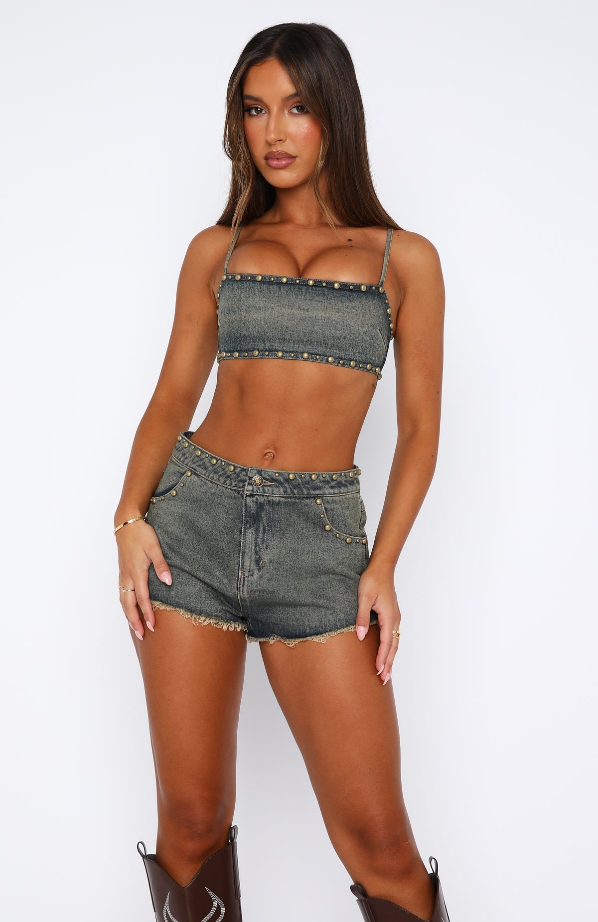 Get Shaky Denim Crop Hazel Wash