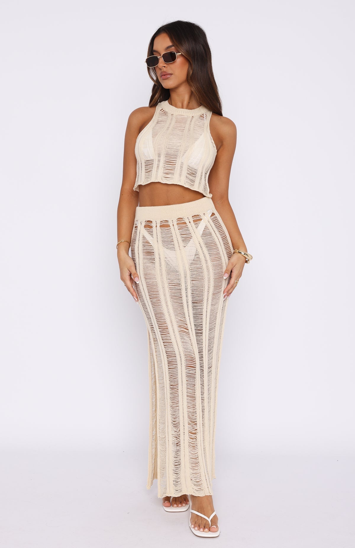 The Way You Move Crochet Maxi Skirt Cream