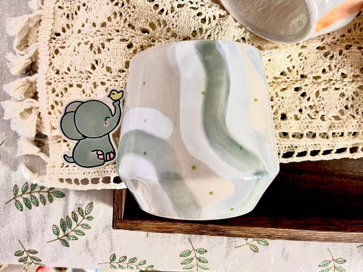 Animal Handle Ceramic Coffee Mug, Hand-painted Personalized Handmade Pottery Cup for Gifts