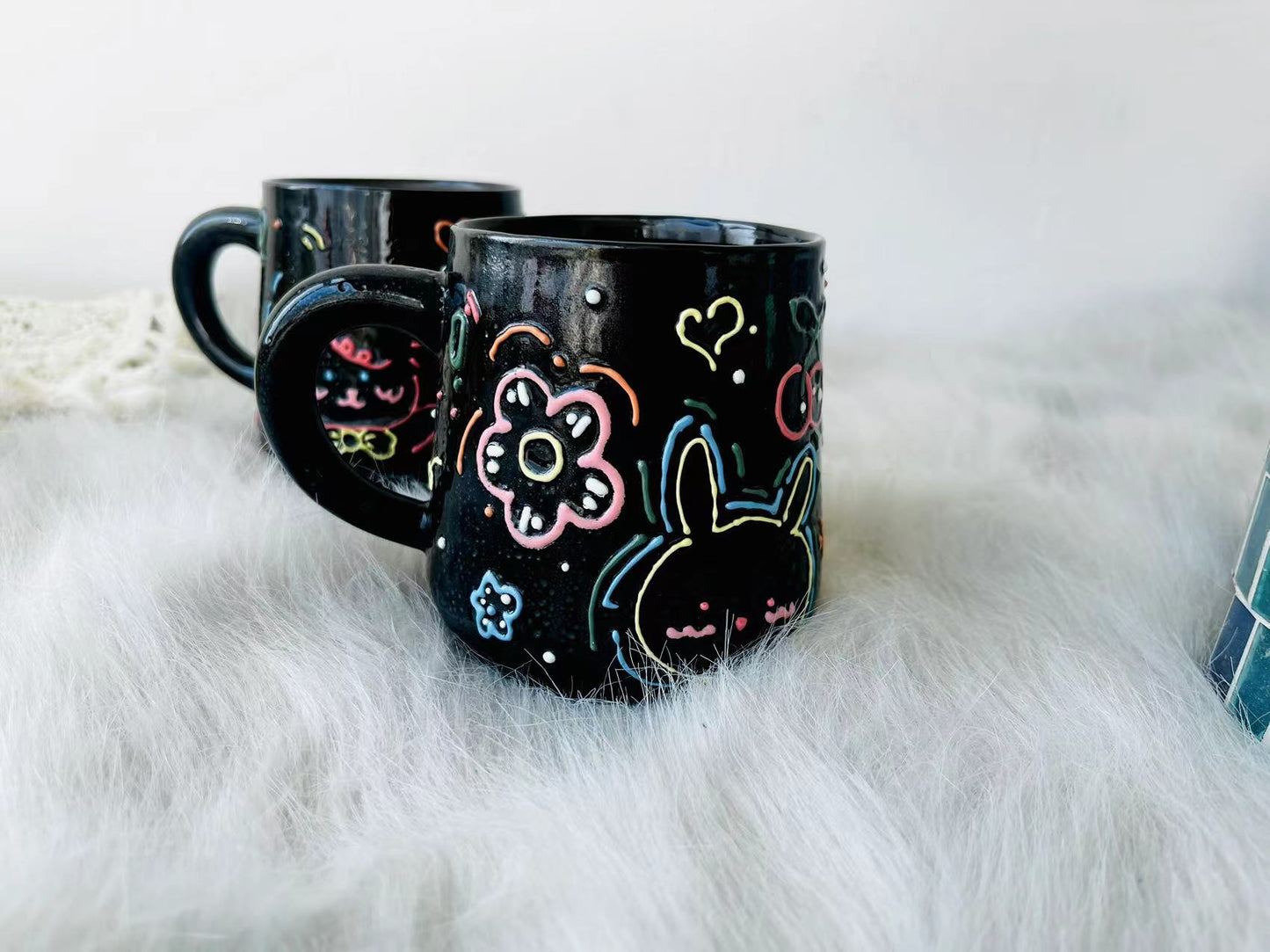 Cute Handpainted Cartoon Animal Ceramic Mugs, Personalized Ceramic Cup for Coffee Lovers