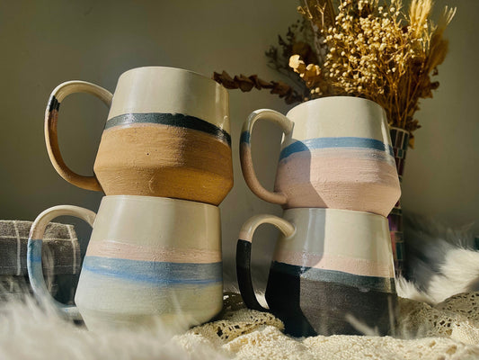 16 Oz Retro Handmade Ceramic Mugs, Personalized Ceramic Cup for Coffee Lovers