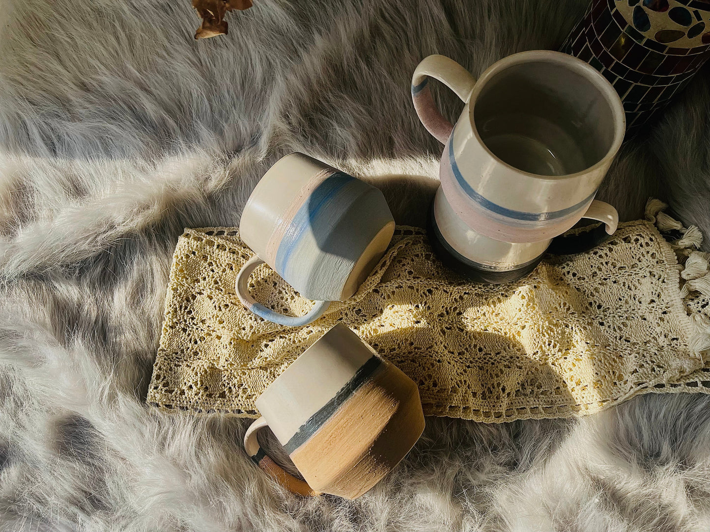 16 Oz Retro Handmade Ceramic Mugs, Personalized Ceramic Cup for Coffee Lovers