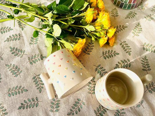Adorable Rainbow Heart Handmade Ceramic Mug for Gifts