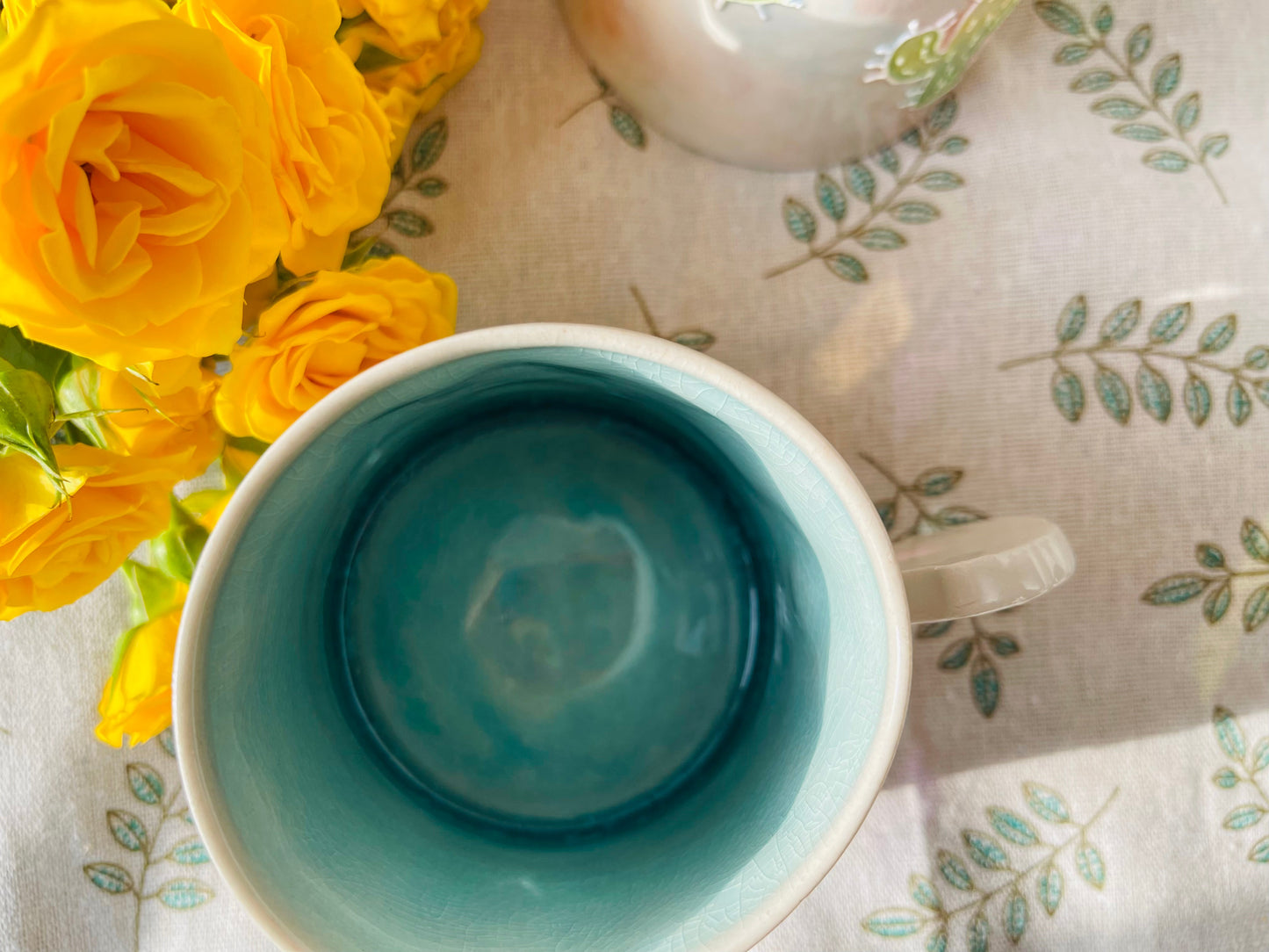 Hand-Painted Leaves&Cactus Ice Crack Glaze Ceramic Mugs