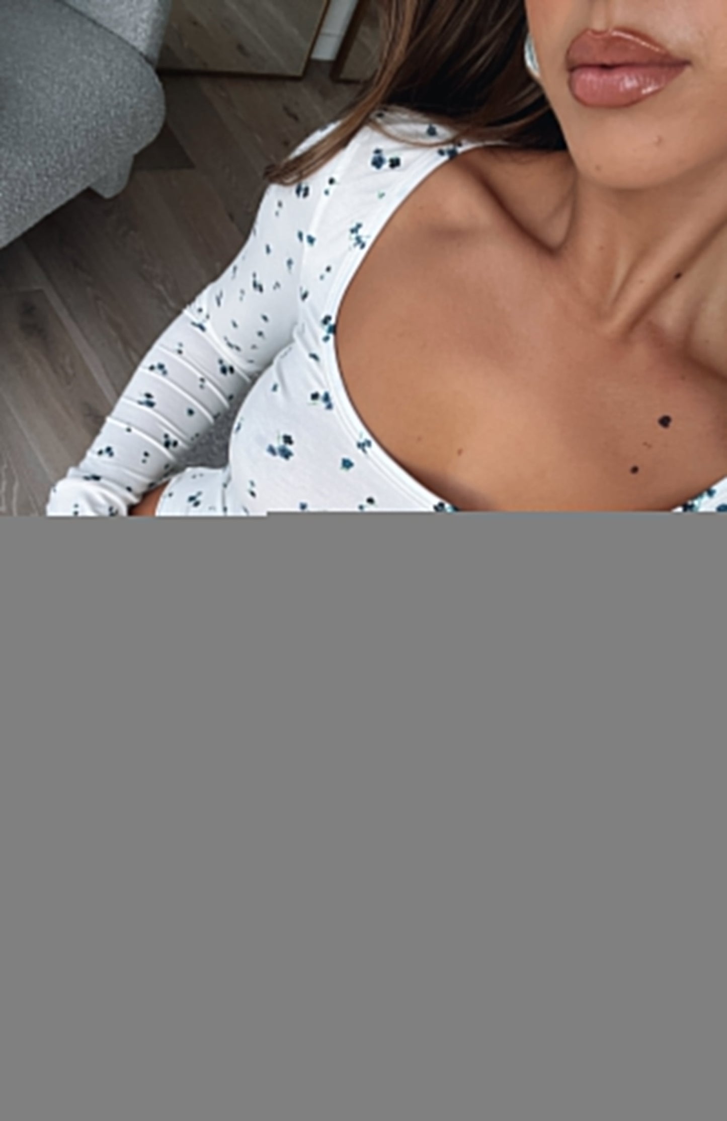 Dreamy Long Sleeve Pyjama Top Ditsy Blues