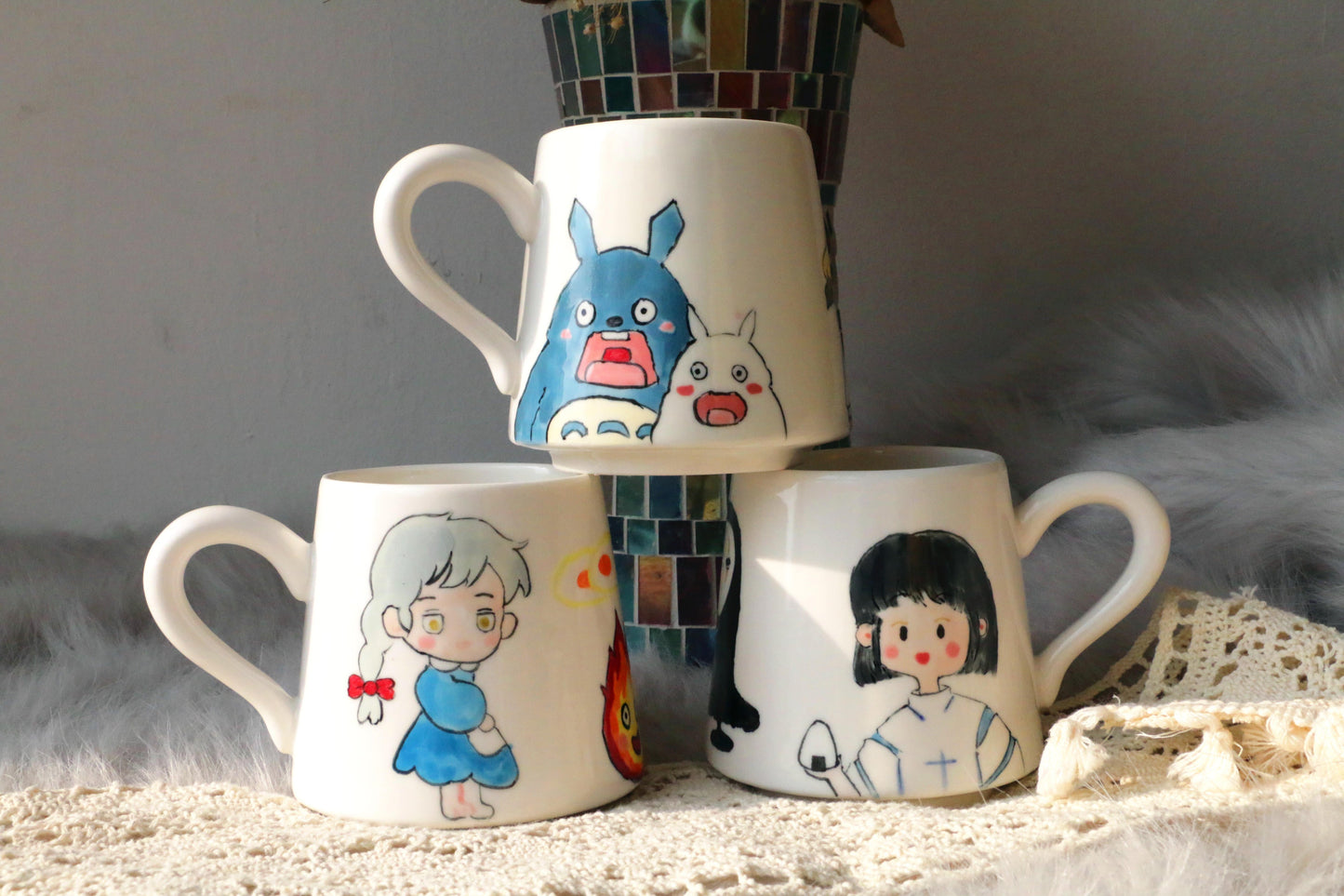 Totoro Handmade Mugs, Personalized Ceramic Cup for Coffee Lovers, Anime Gift