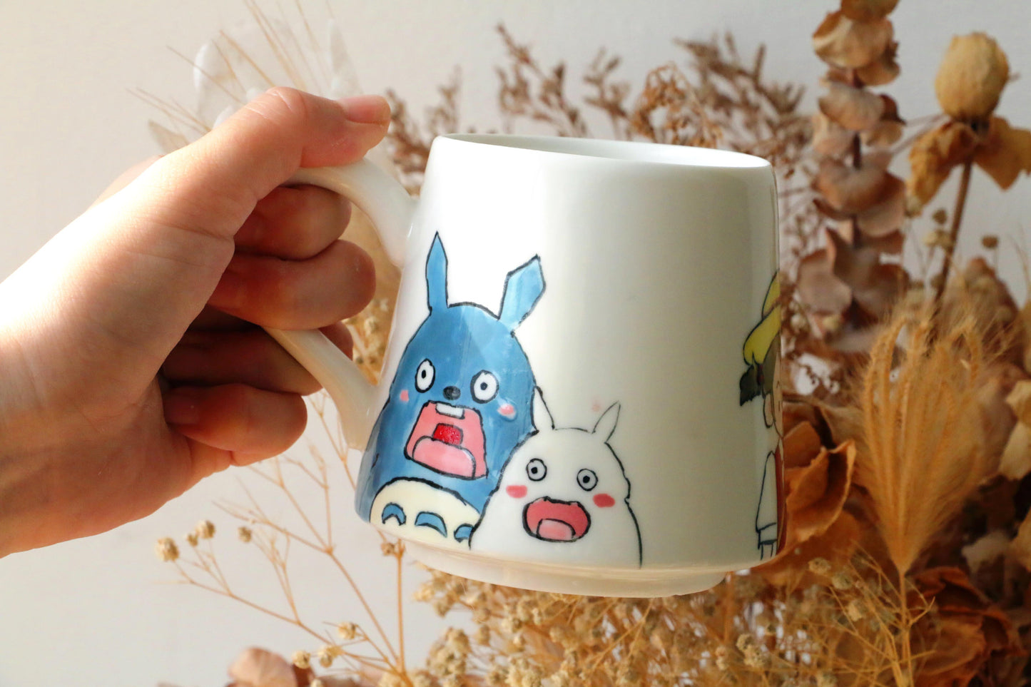 Totoro Handmade Mugs, Personalized Ceramic Cup for Coffee Lovers, Anime Gift