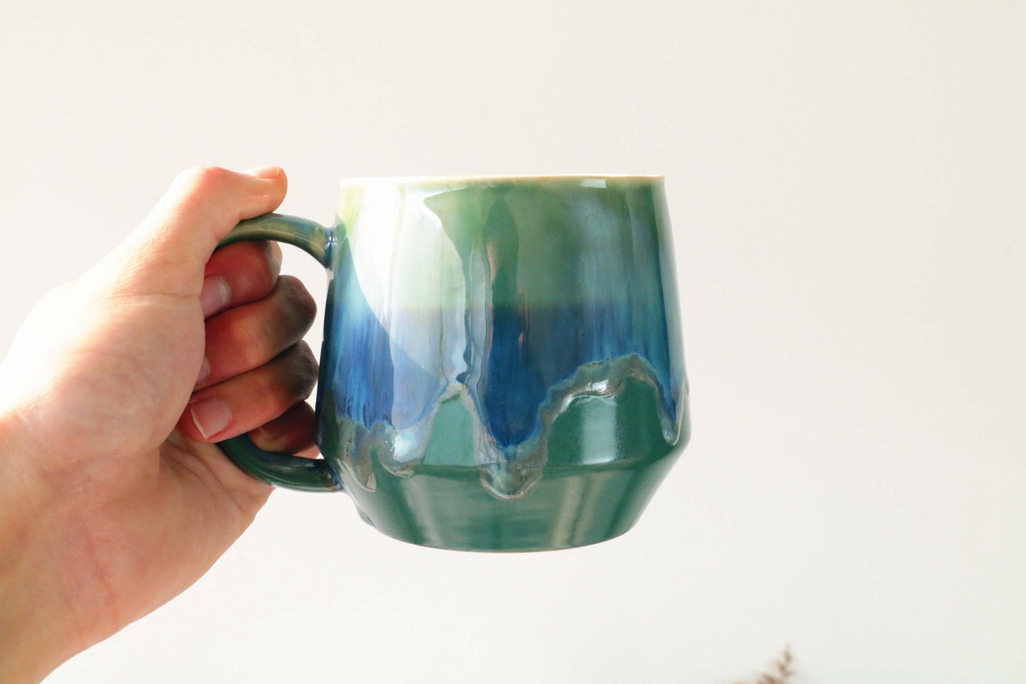 Colorful Ceramic Mug With Flowing Glaze, Personalized Handmade Pottery Mug