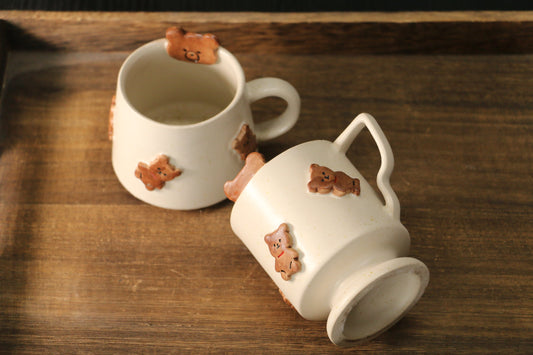 Cute 3D Bear Handmade Ceramic Coffee Mugs for Unique Gifts