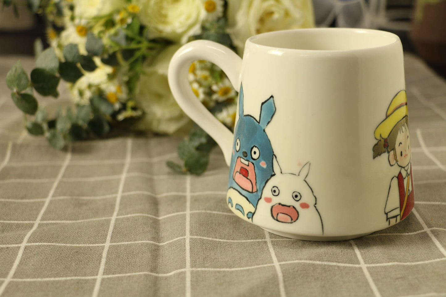 Totoro Handmade Mugs, Personalized Ceramic Cup for Coffee Lovers, Anime Gift