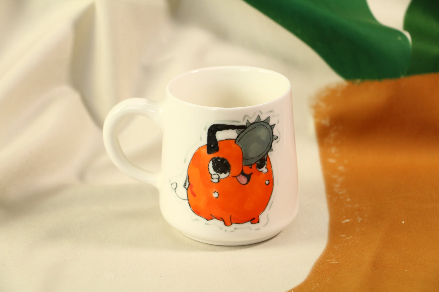 Chainsawman Pochita Handmade Ceramic Mug, Personalized Ceramic Cup for Anime Lovers