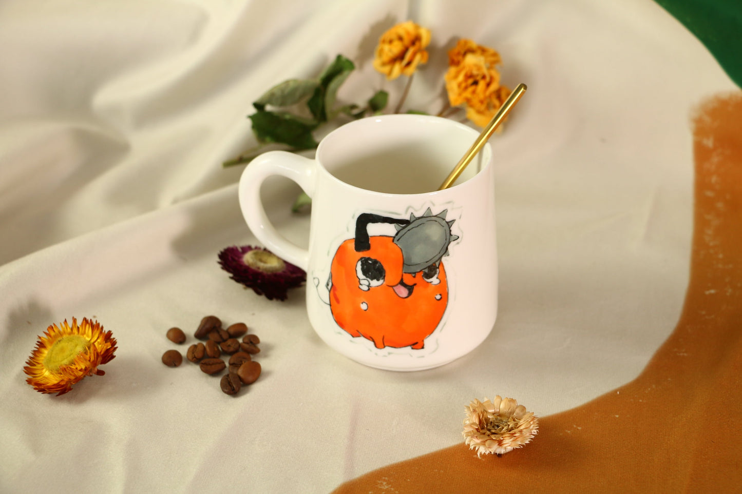 Chainsawman Pochita Handmade Ceramic Mug, Personalized Ceramic Cup for Anime Lovers