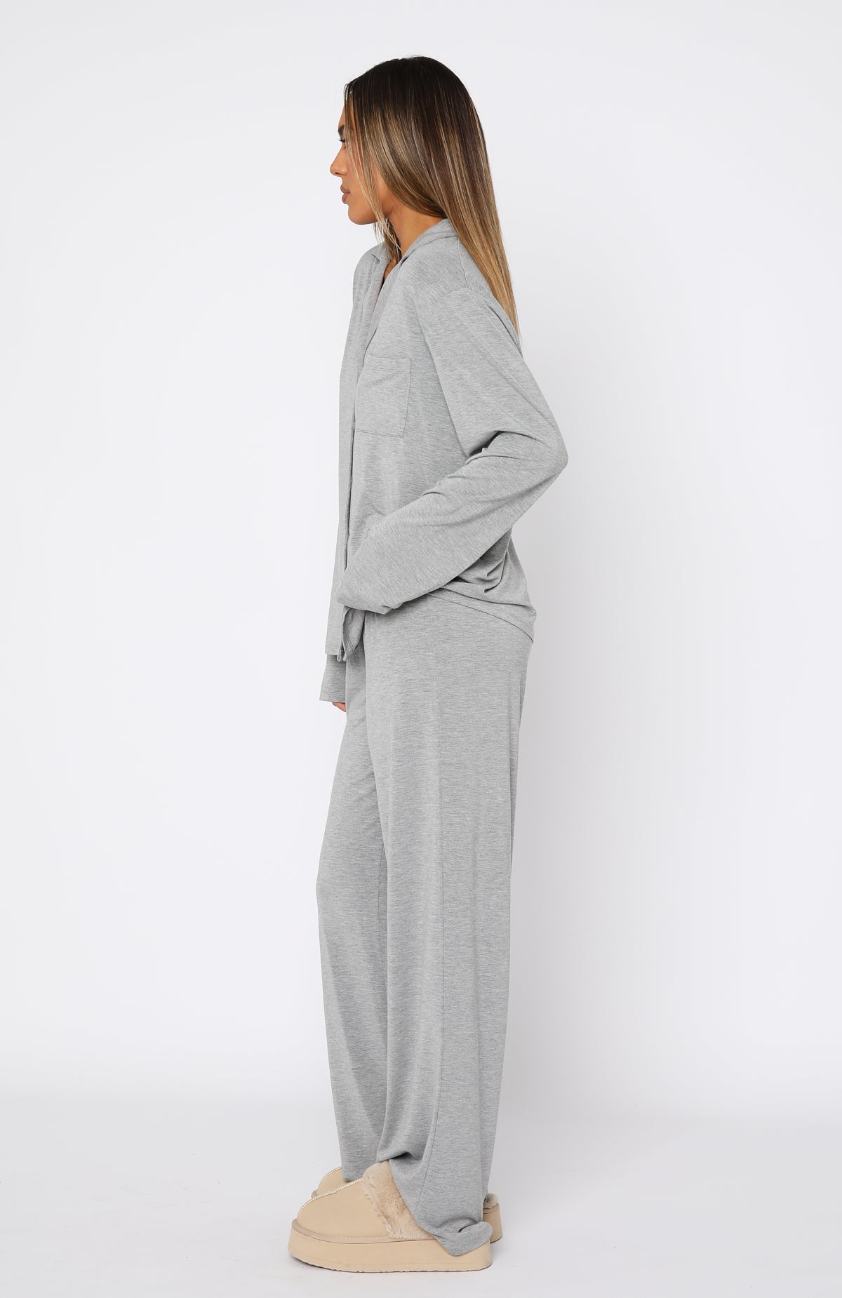 Pillow Talk Long Sleeve Pyjama Set Grey Marle