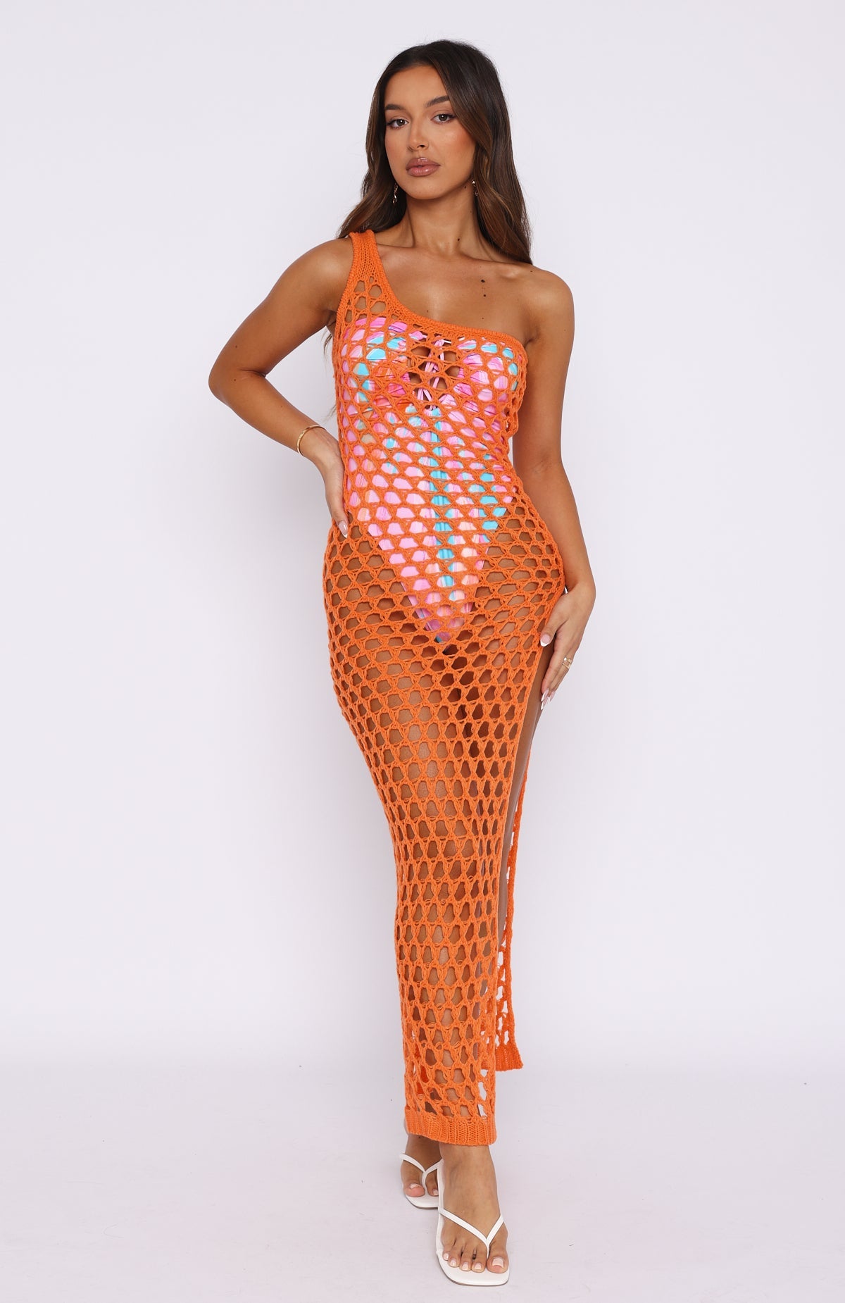 In My Feelings Crochet Maxi Dress Orange