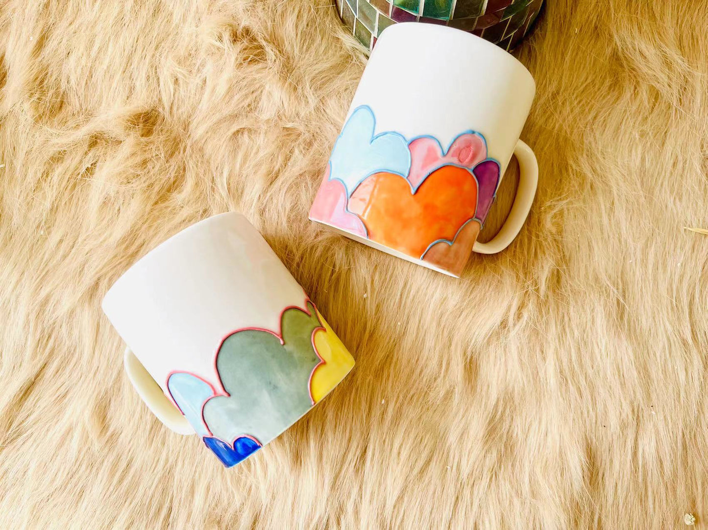 Colorful Cloud Ceramic Coffee Mug, Personalized Handmade Pottery Mug for Gifts