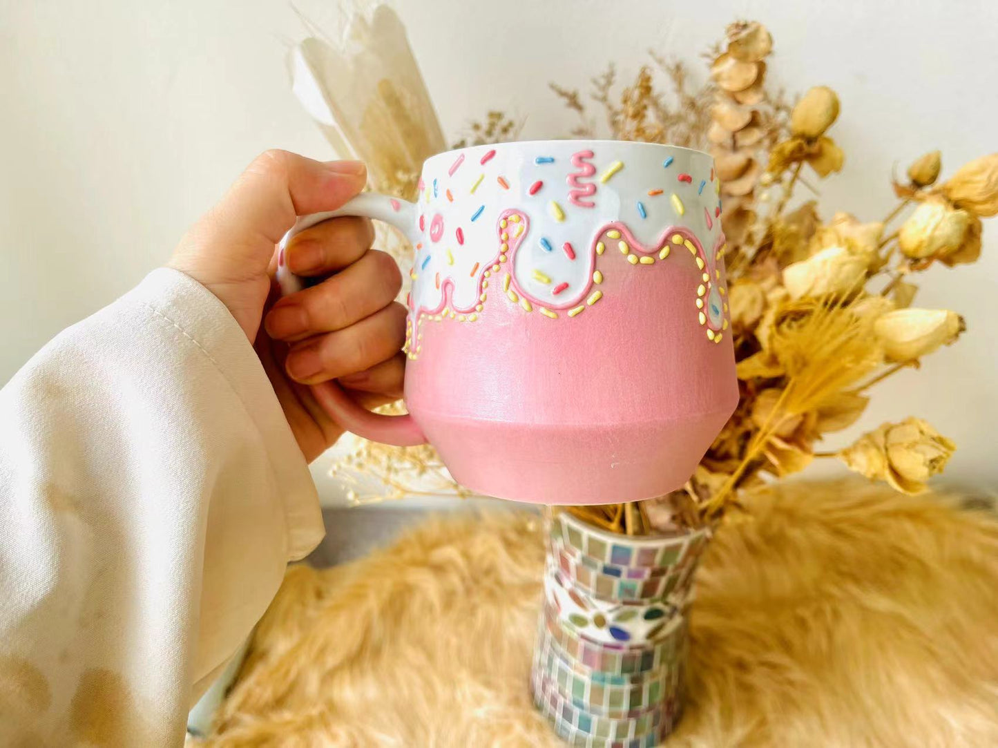 Ice-cream Ceramic Coffee Mug, Personalized Handmade Pottery Mug for Gifts