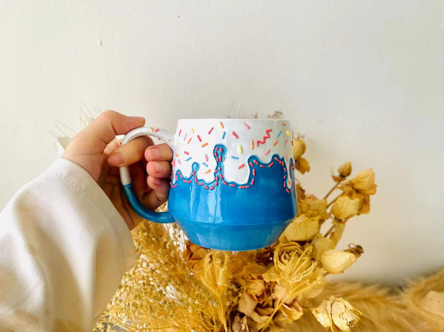 Ice-cream Ceramic Coffee Mug, Personalized Handmade Pottery Mug for Gifts