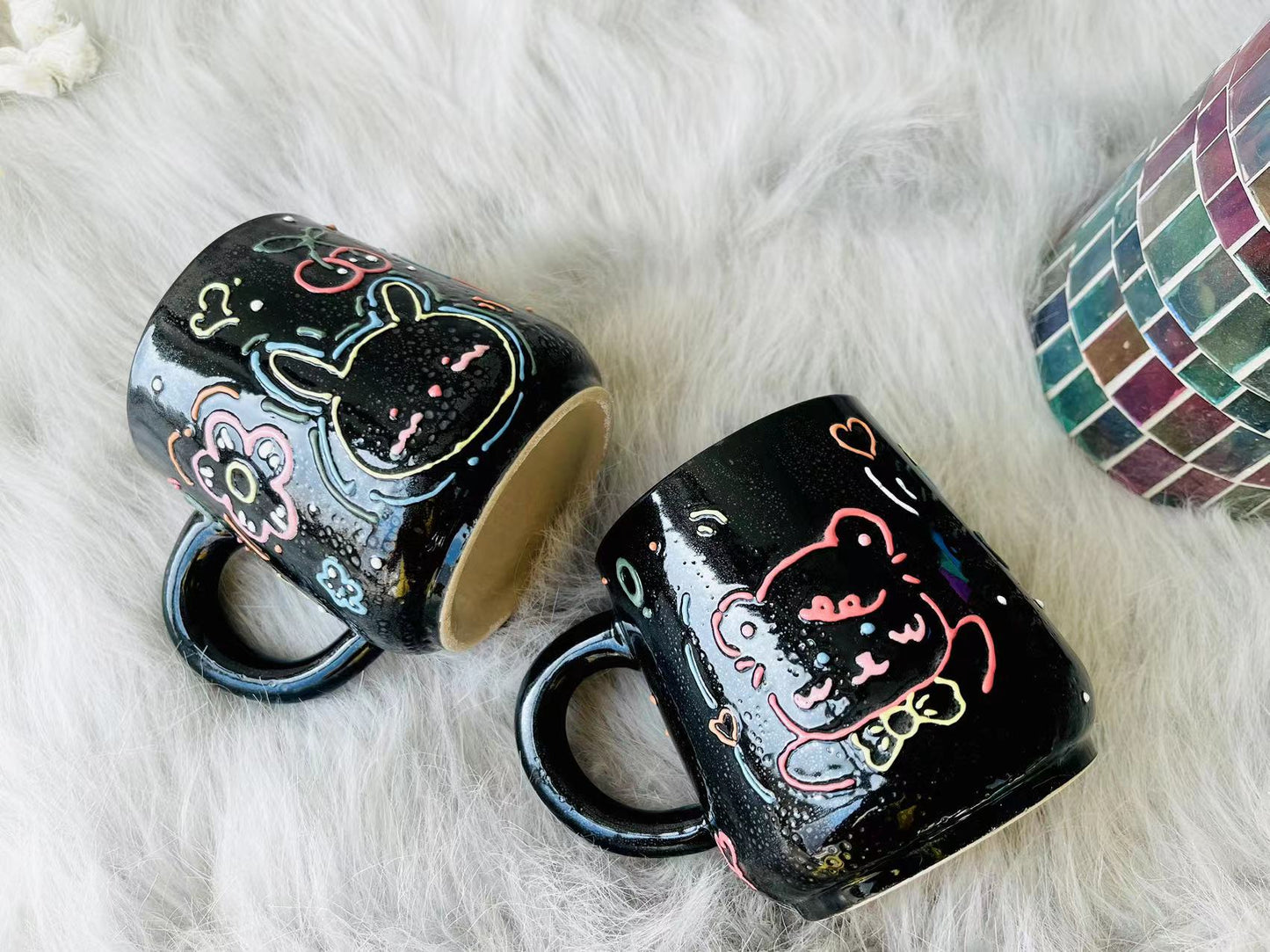 Cute Handpainted Cartoon Animal Ceramic Mugs, Personalized Ceramic Cup for Coffee Lovers