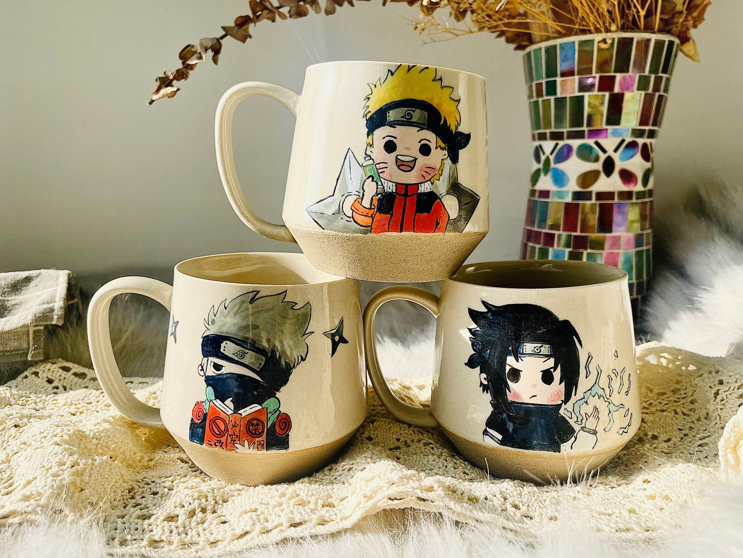 Naruto Handpainted Ceramic Coffee Mugs, Personalized Anime-Inspired Cup for Gifts