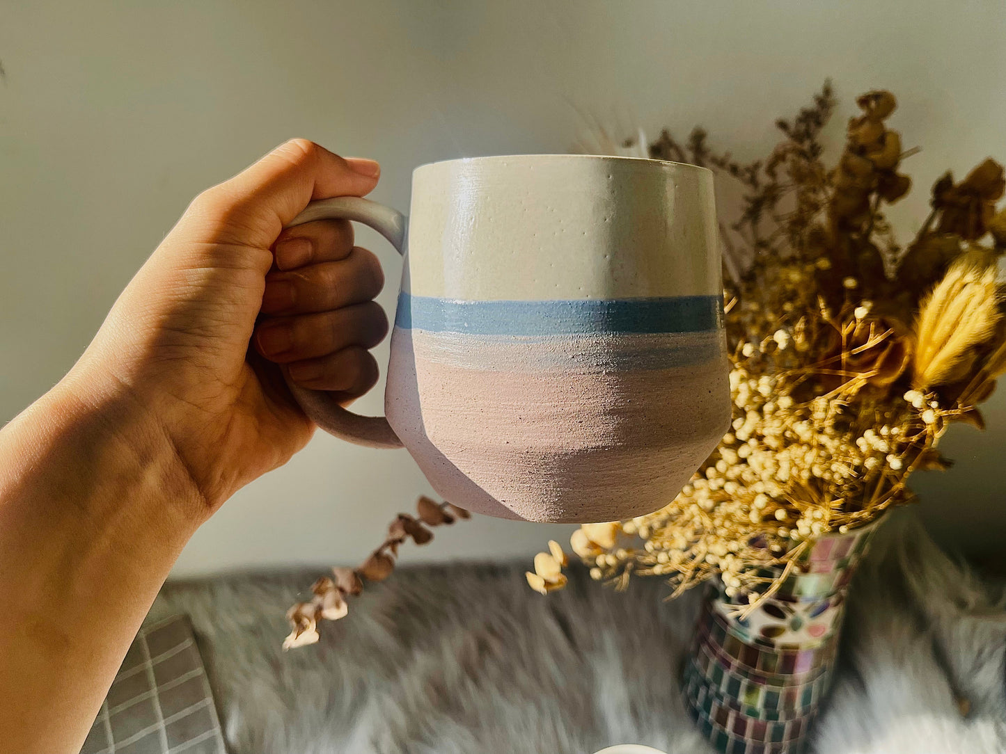 16 Oz Retro Handmade Ceramic Mugs, Personalized Ceramic Cup for Coffee Lovers