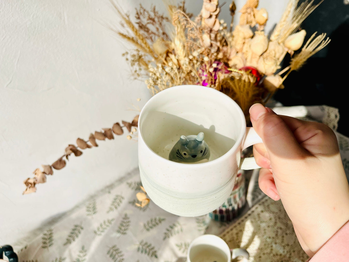 My Neighbor Totoro Handmade Anime Ceramic Mug, Character Inside Mug for Gifts