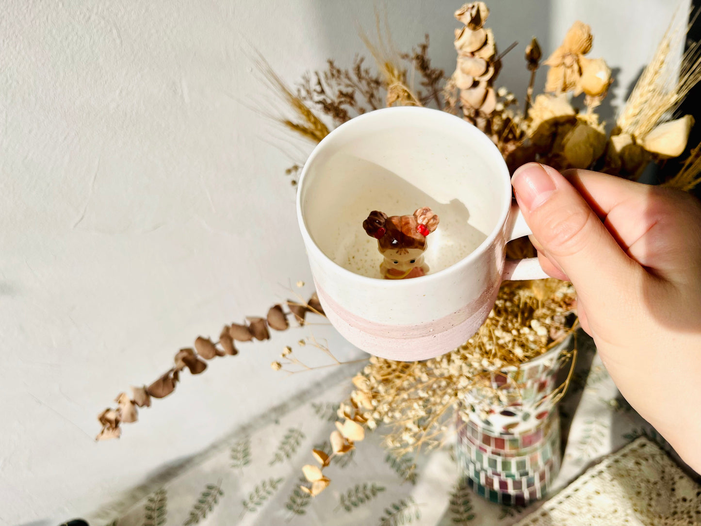 Jiji & Mei Handmade Anime Ceramic Mug, Character Inside Mug for Gifts