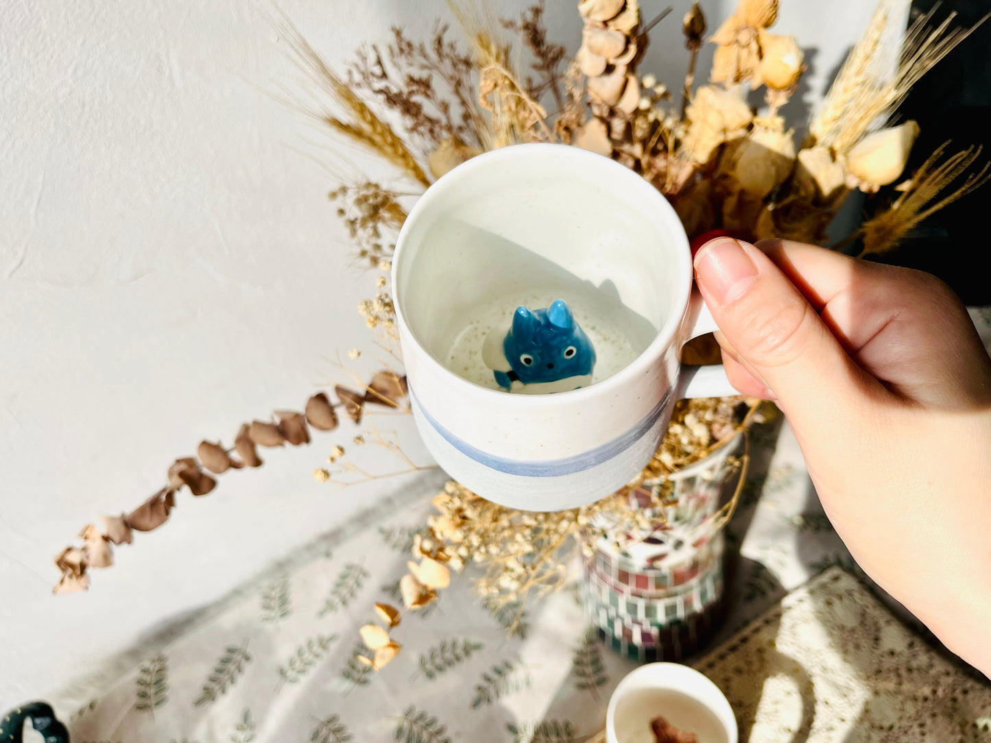 My Neighbor Totoro Handmade Anime Ceramic Mug, Character Inside Mug for Gifts