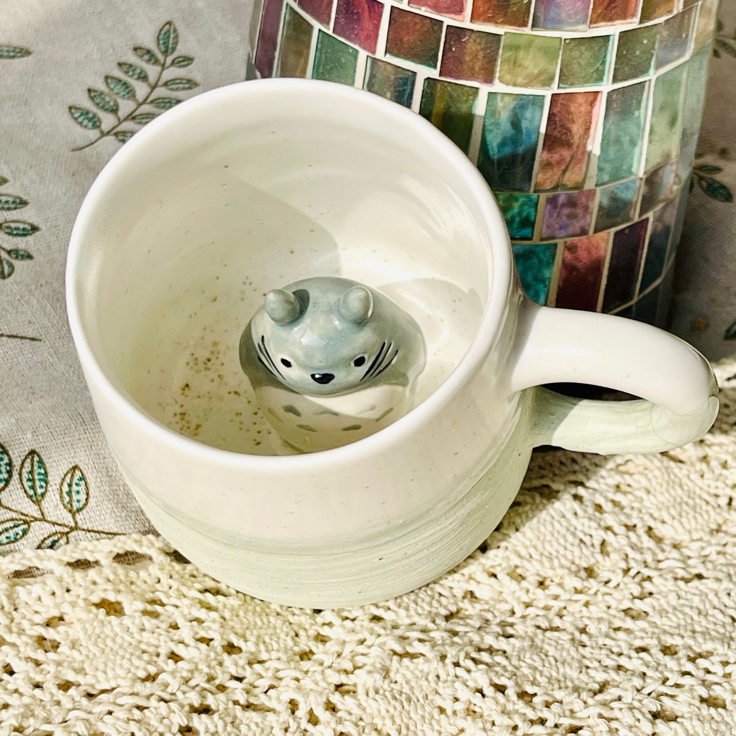 My Neighbor Totoro Handmade Anime Ceramic Mug, Character Inside Mug for Gifts