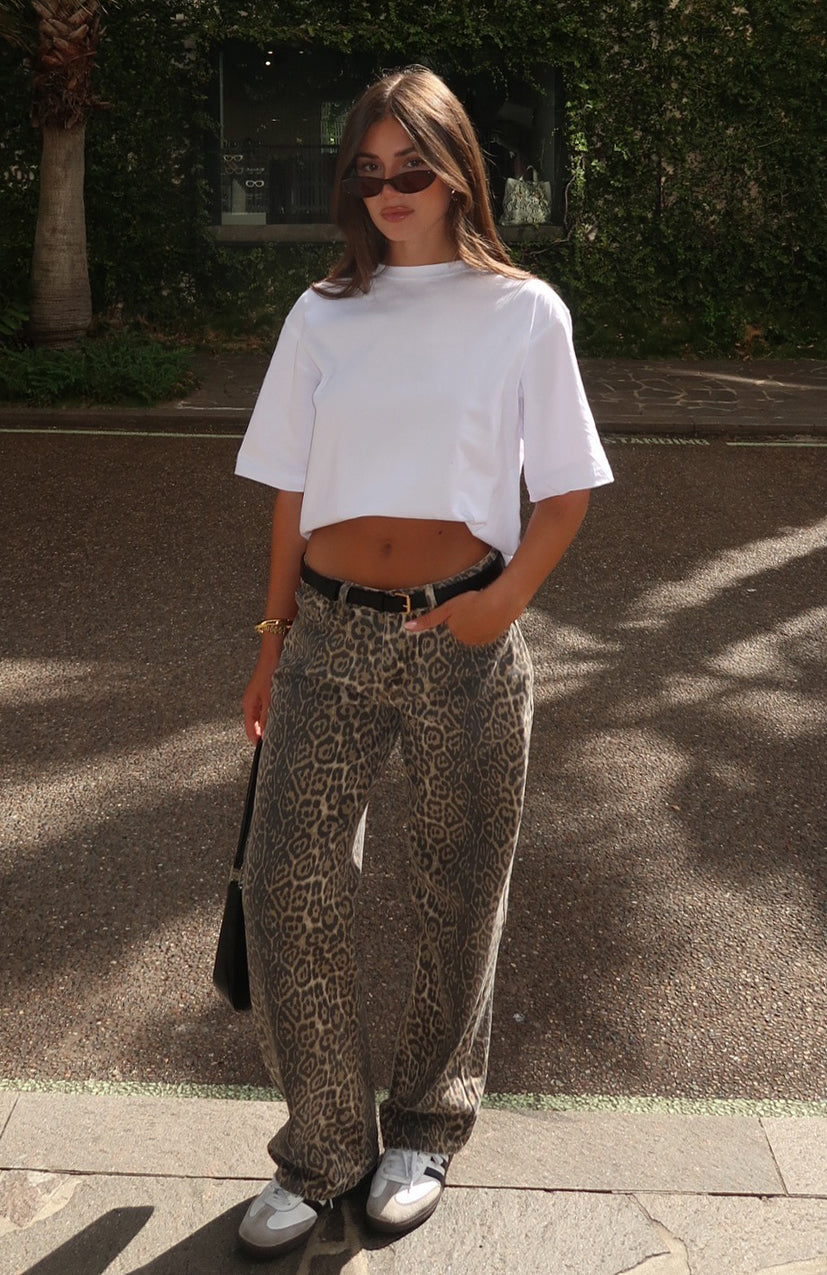 Stella Low Rise Wide Leg Jeans Leopard