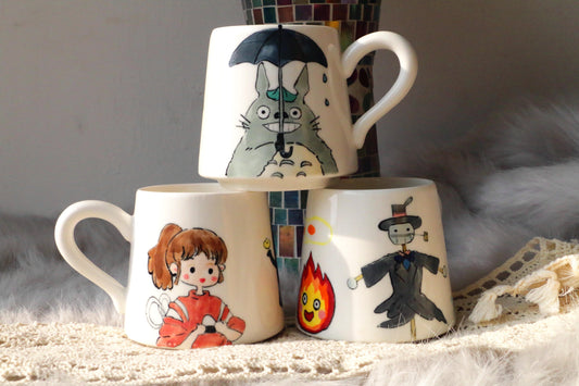 Totoro Handmade Mugs, Personalized Ceramic Cup for Coffee Lovers, Anime Gift