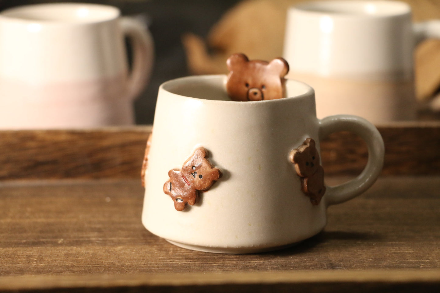 Cute 3D Bear Handmade Ceramic Coffee Mugs for Unique Gifts