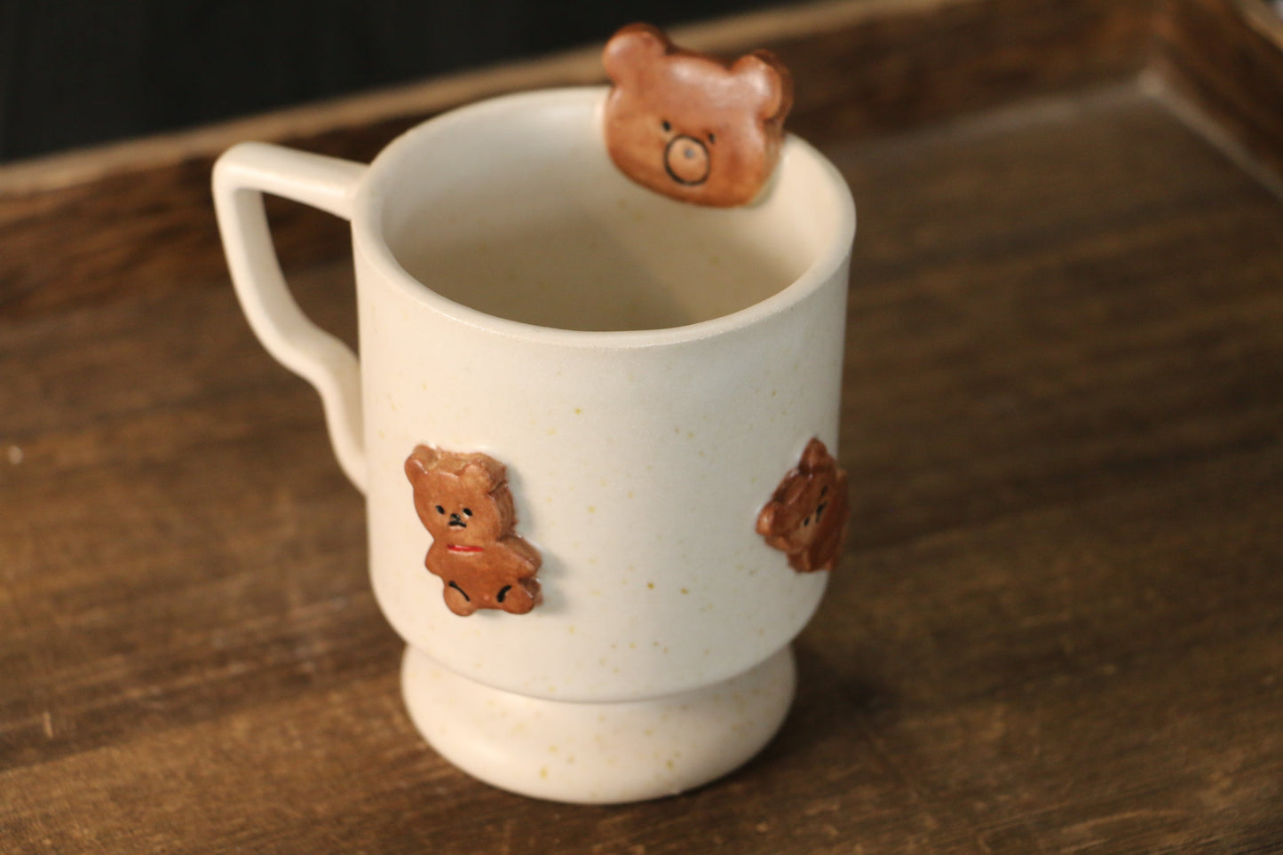 Cute 3D Bear Handmade Ceramic Coffee Mugs for Unique Gifts