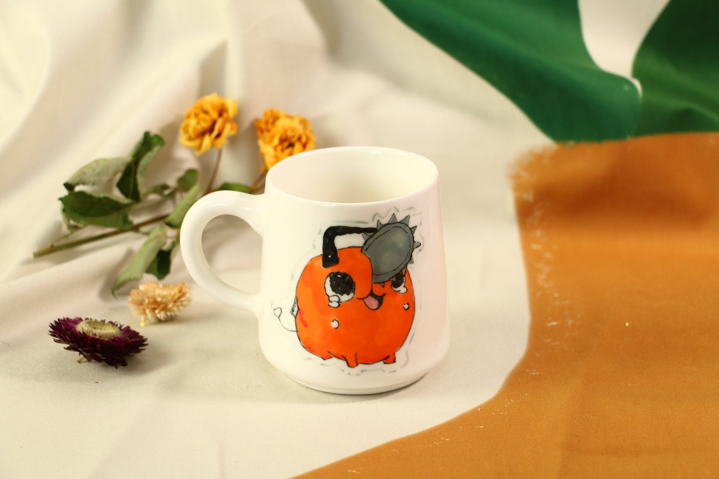 Chainsawman Pochita Handmade Ceramic Mug, Personalized Ceramic Cup for Anime Lovers