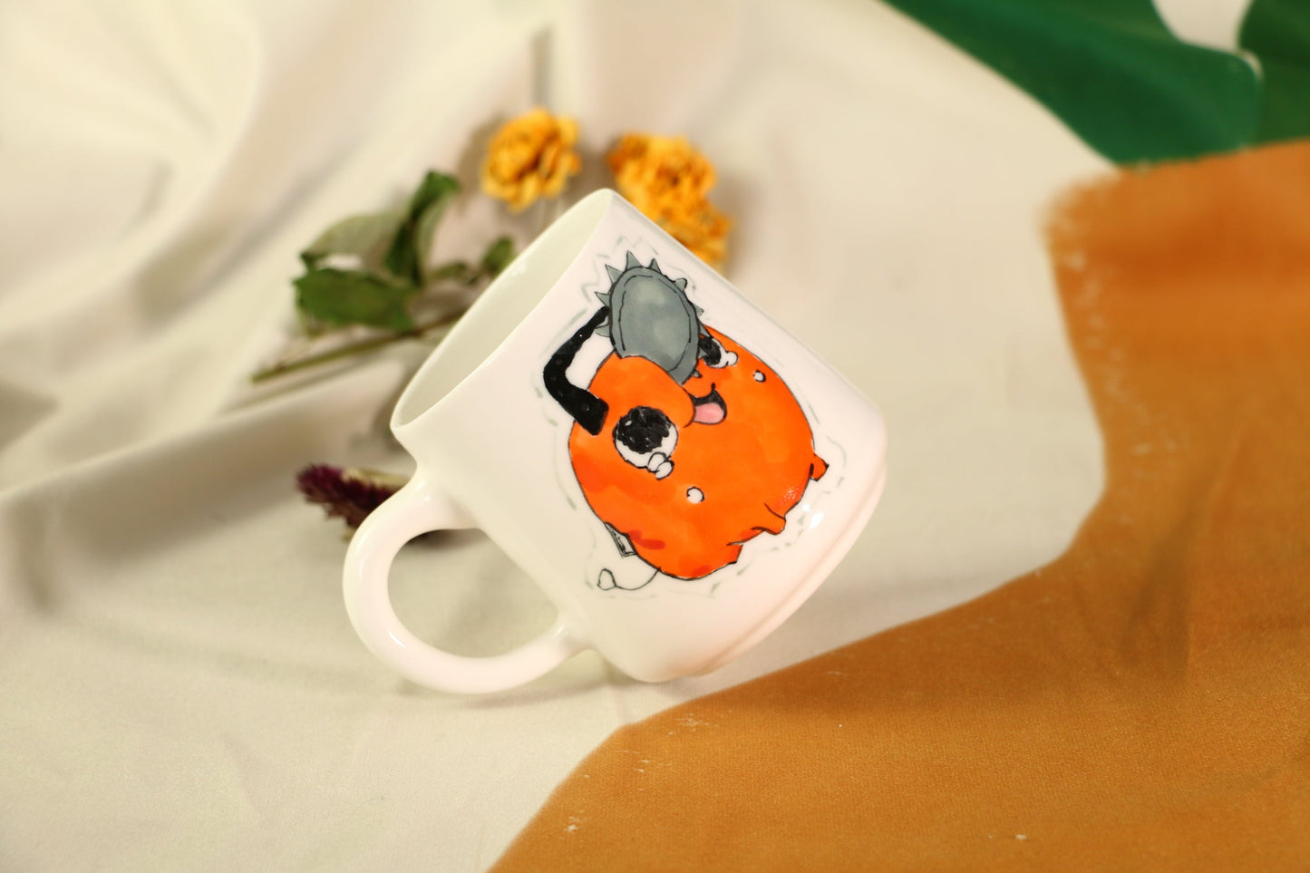 Chainsawman Pochita Handmade Ceramic Mug, Personalized Ceramic Cup for Anime Lovers