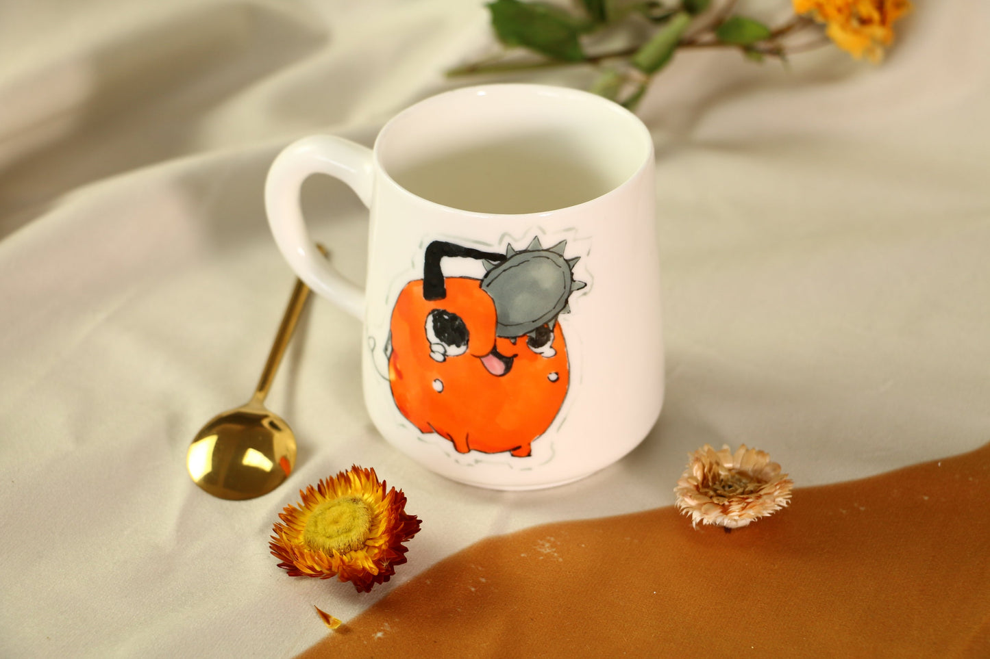 Chainsawman Pochita Handmade Ceramic Mug, Personalized Ceramic Cup for Anime Lovers