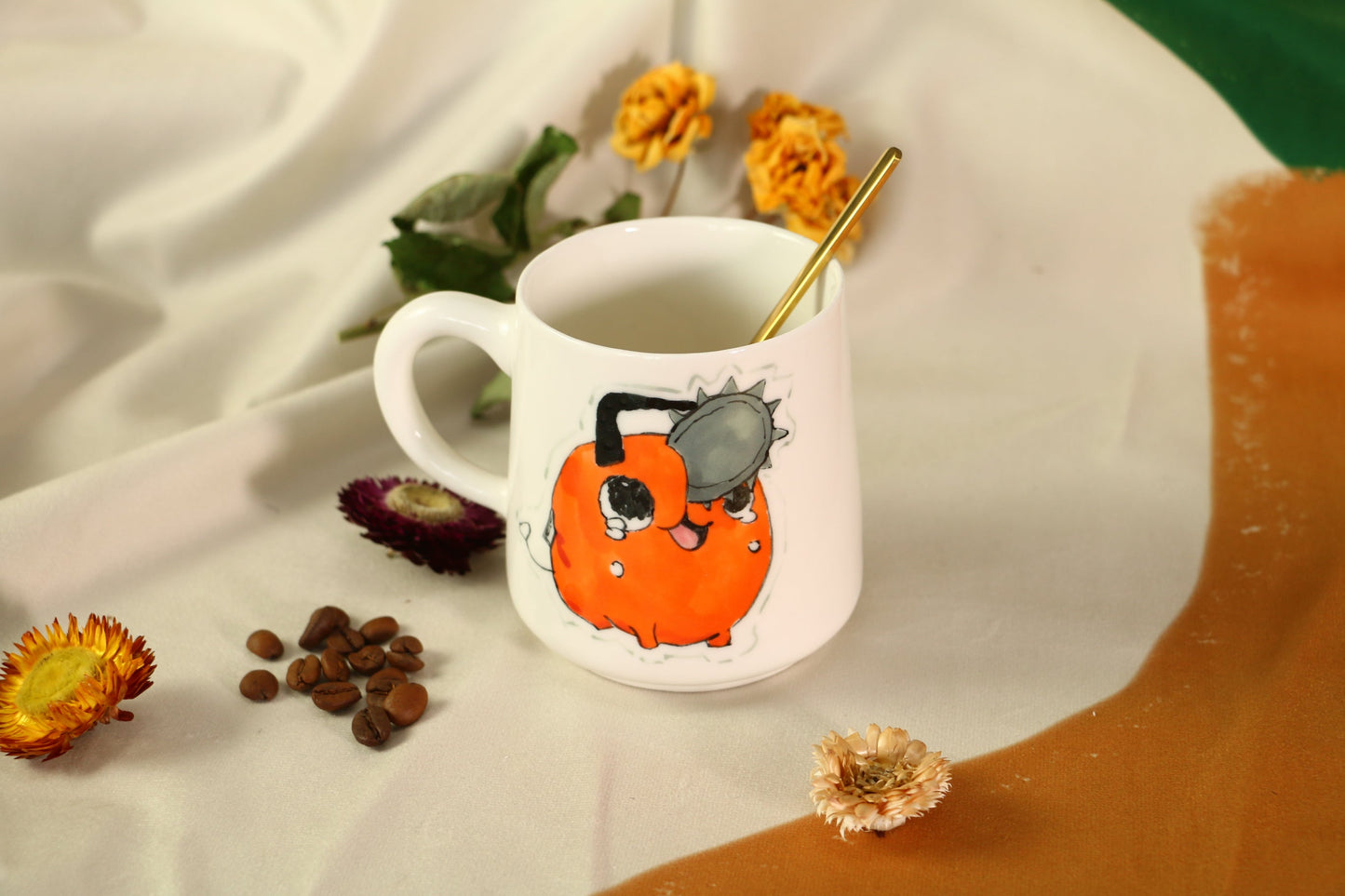 Chainsawman Pochita Handmade Ceramic Mug, Personalized Ceramic Cup for Anime Lovers