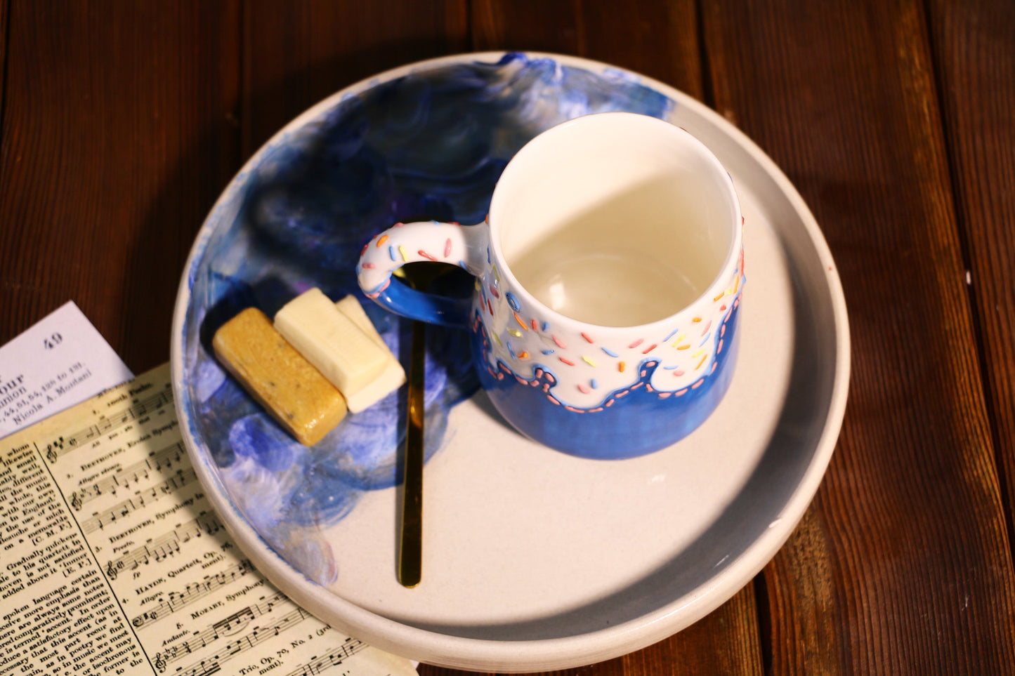 Ice-cream Ceramic Coffee Mug, Personalized Handmade Pottery Mug for Gifts