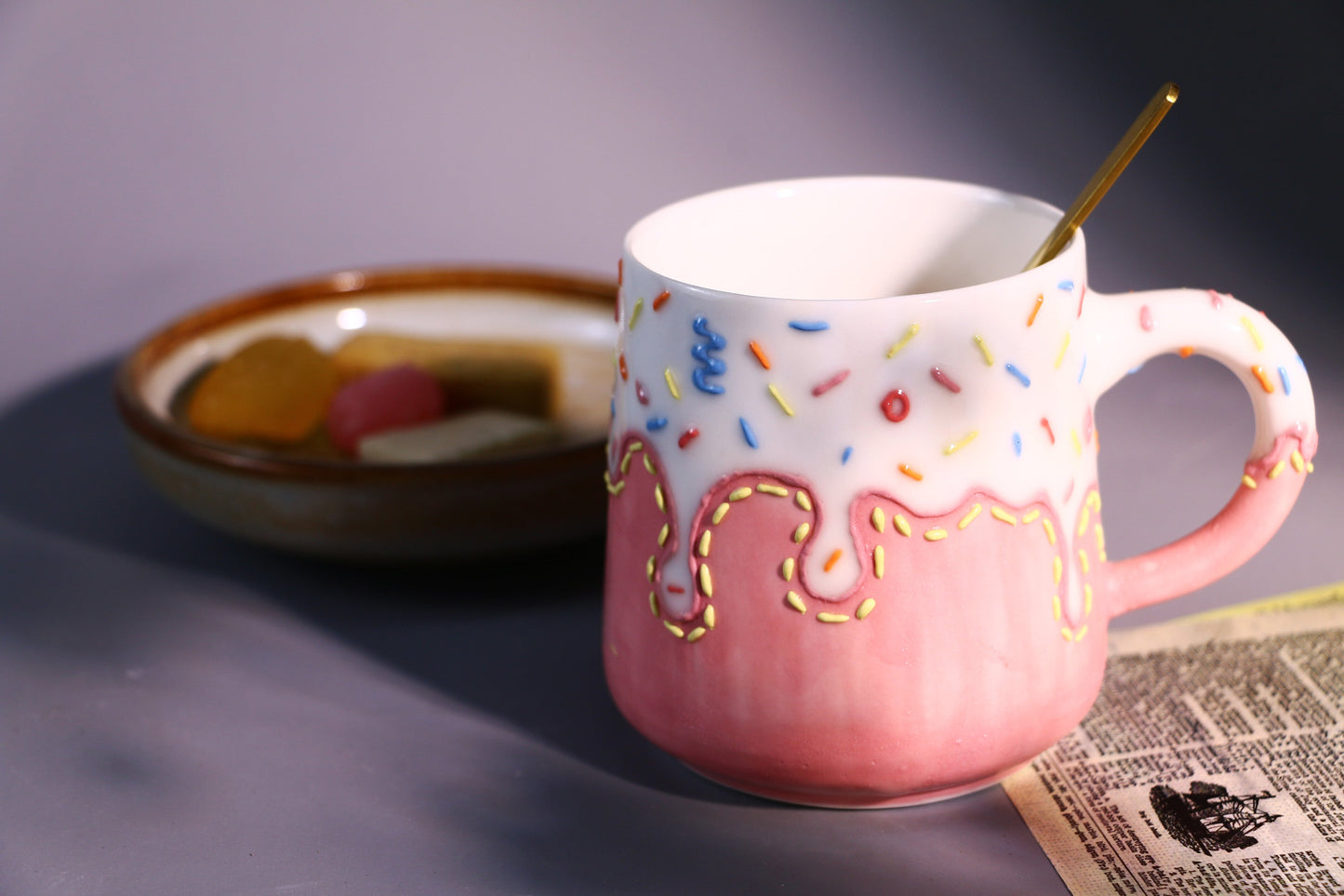 Ice-cream Ceramic Coffee Mug, Personalized Handmade Pottery Mug for Gifts