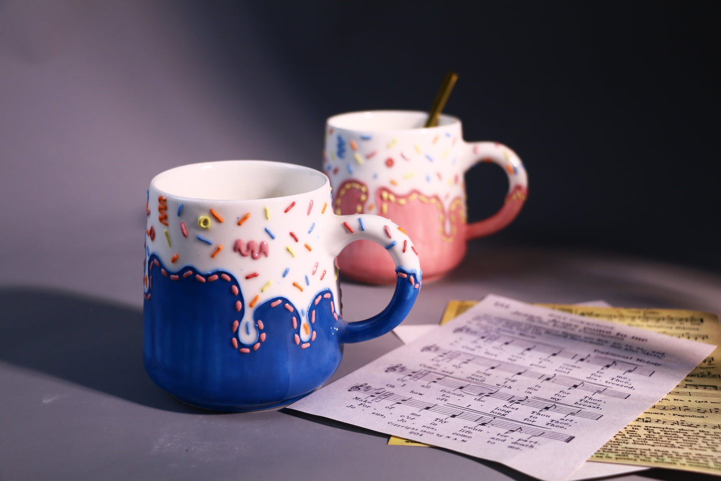 Ice-cream Ceramic Coffee Mug, Personalized Handmade Pottery Mug for Gifts