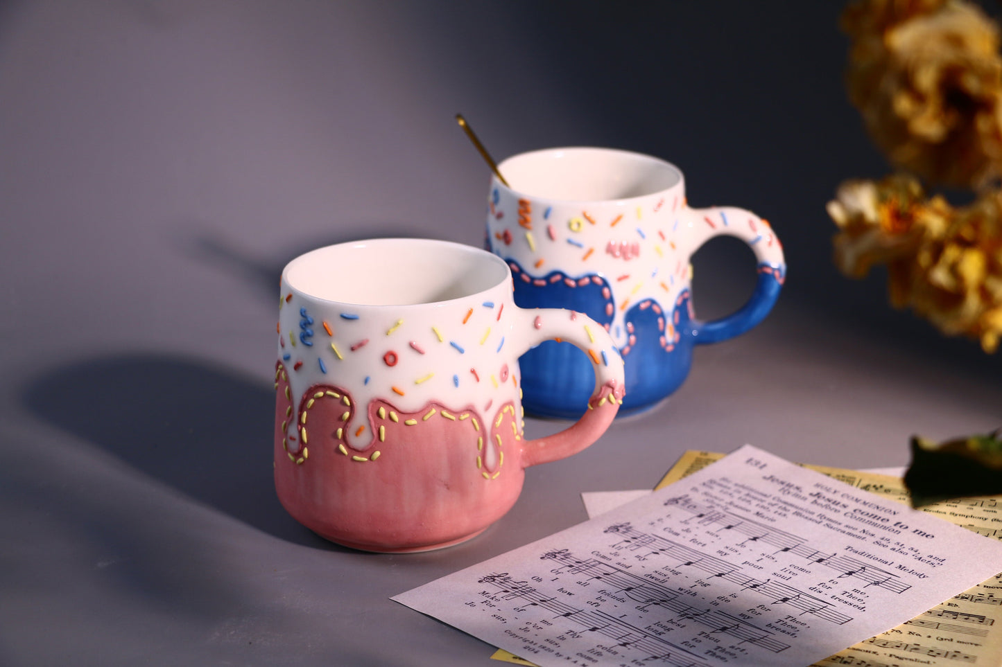 Ice-cream Ceramic Coffee Mug, Personalized Handmade Pottery Mug for Gifts