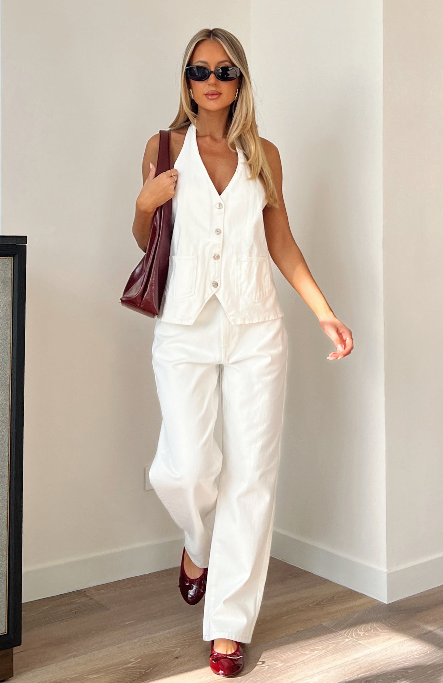 Momentum Mid Rise Straight Leg Jeans White