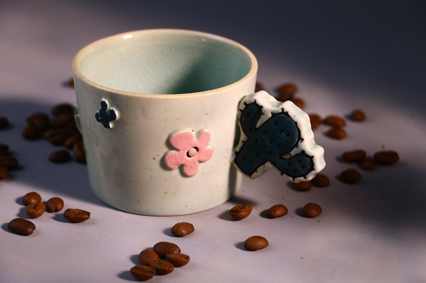 Handmade Cactus Ice Crack Glaze Ceramic Mugs for Housewarming Gifts