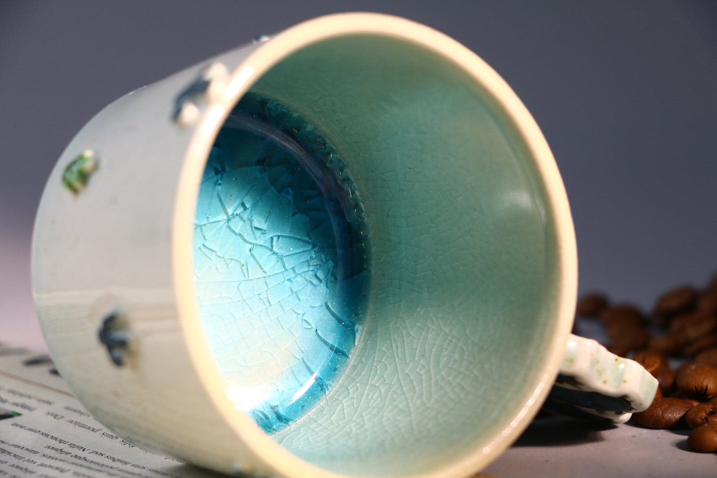 Handmade Cactus Ice Crack Glaze Ceramic Mugs for Housewarming Gifts